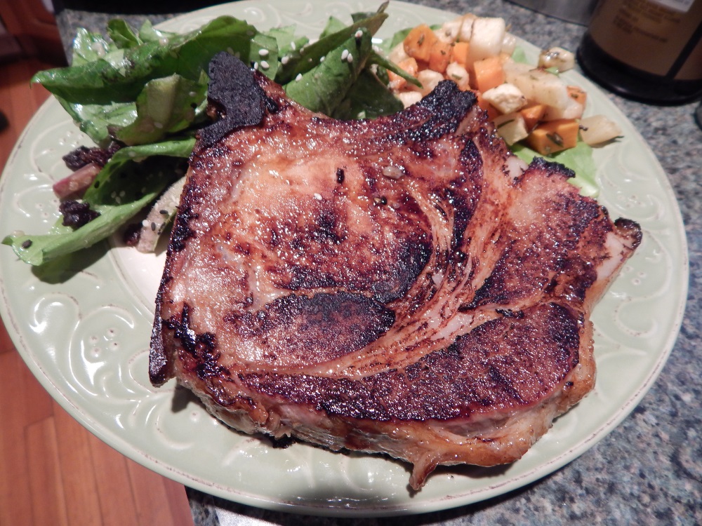 Marbled Meat  Smoked Pork Chops with a hoisin, sriracha tamari glaze