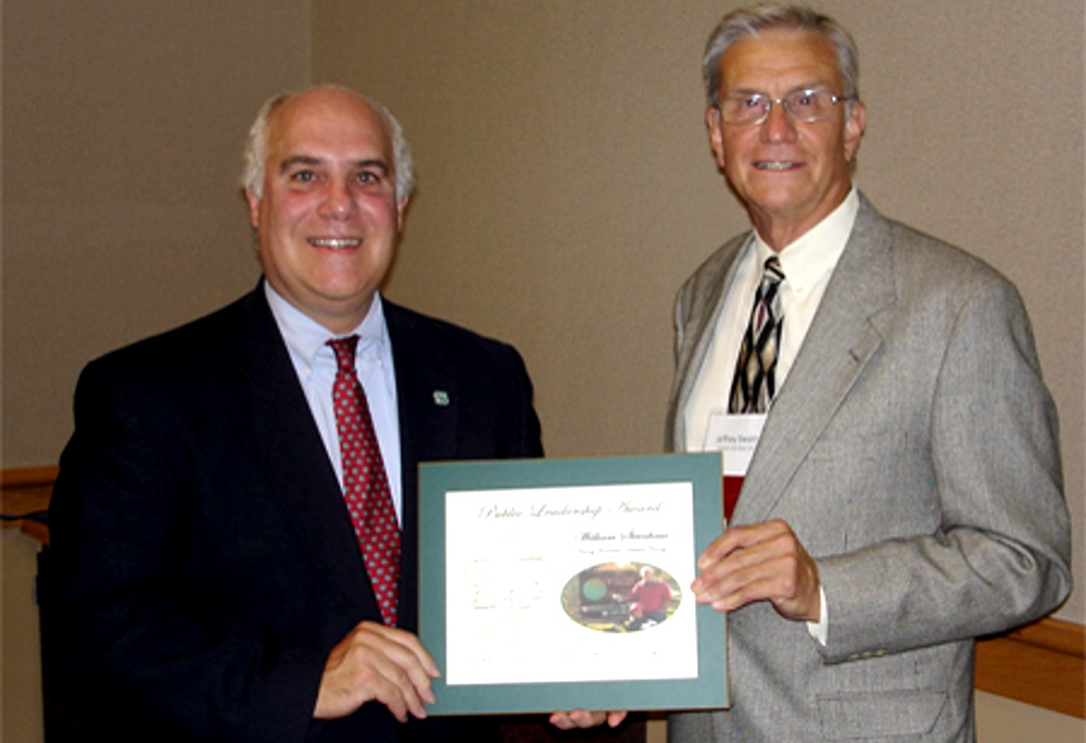 Dutchess County Executive William R. Steinhaus is presented the Public Leadership Award